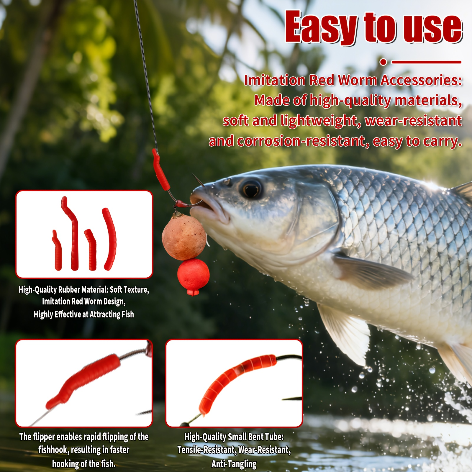 Red Artificial Bloodworm Hook  - Aglaonema Red recensione e prezzo