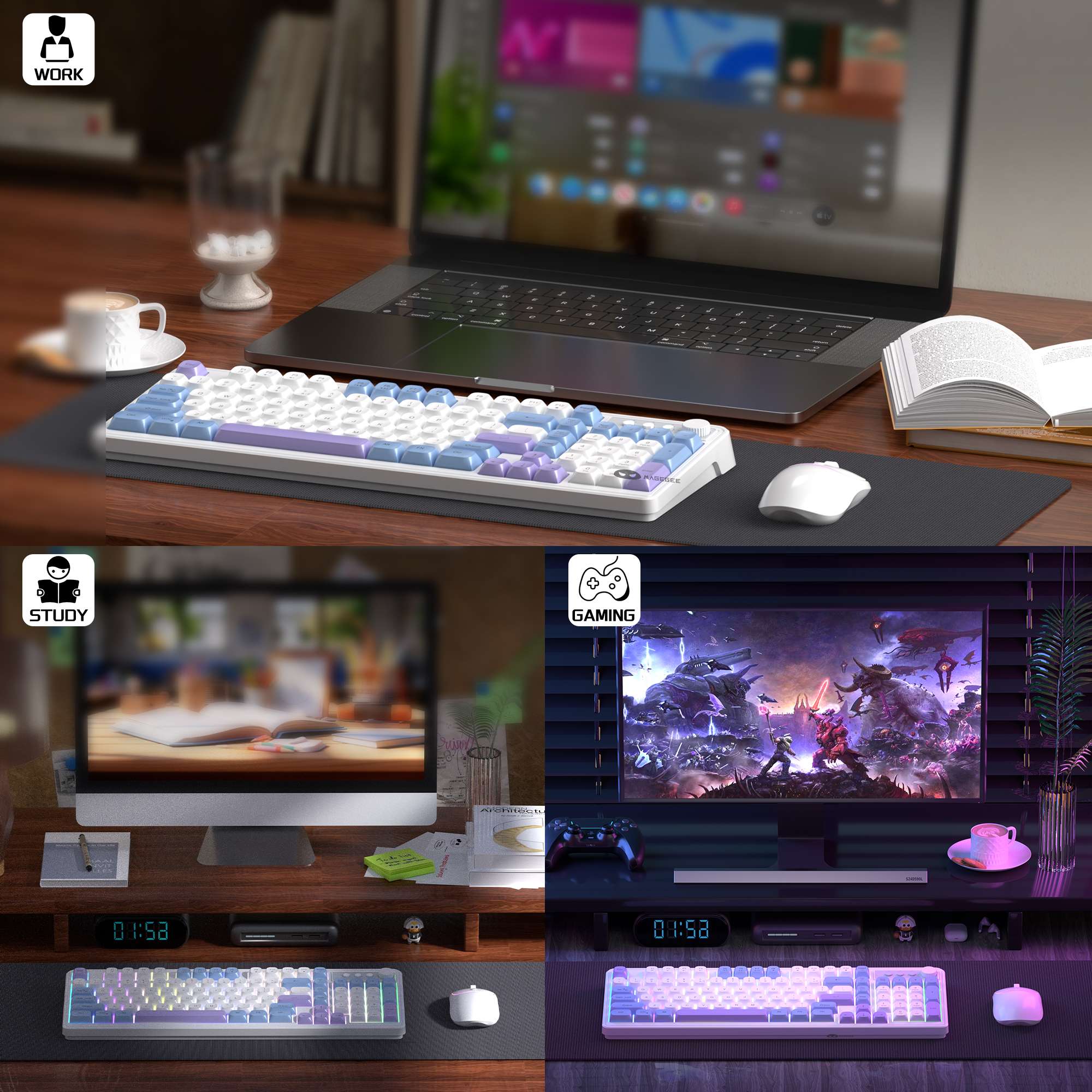 MageGee Wireless Gaming Keyboa - Tradescantia Purple recensione e prezzo