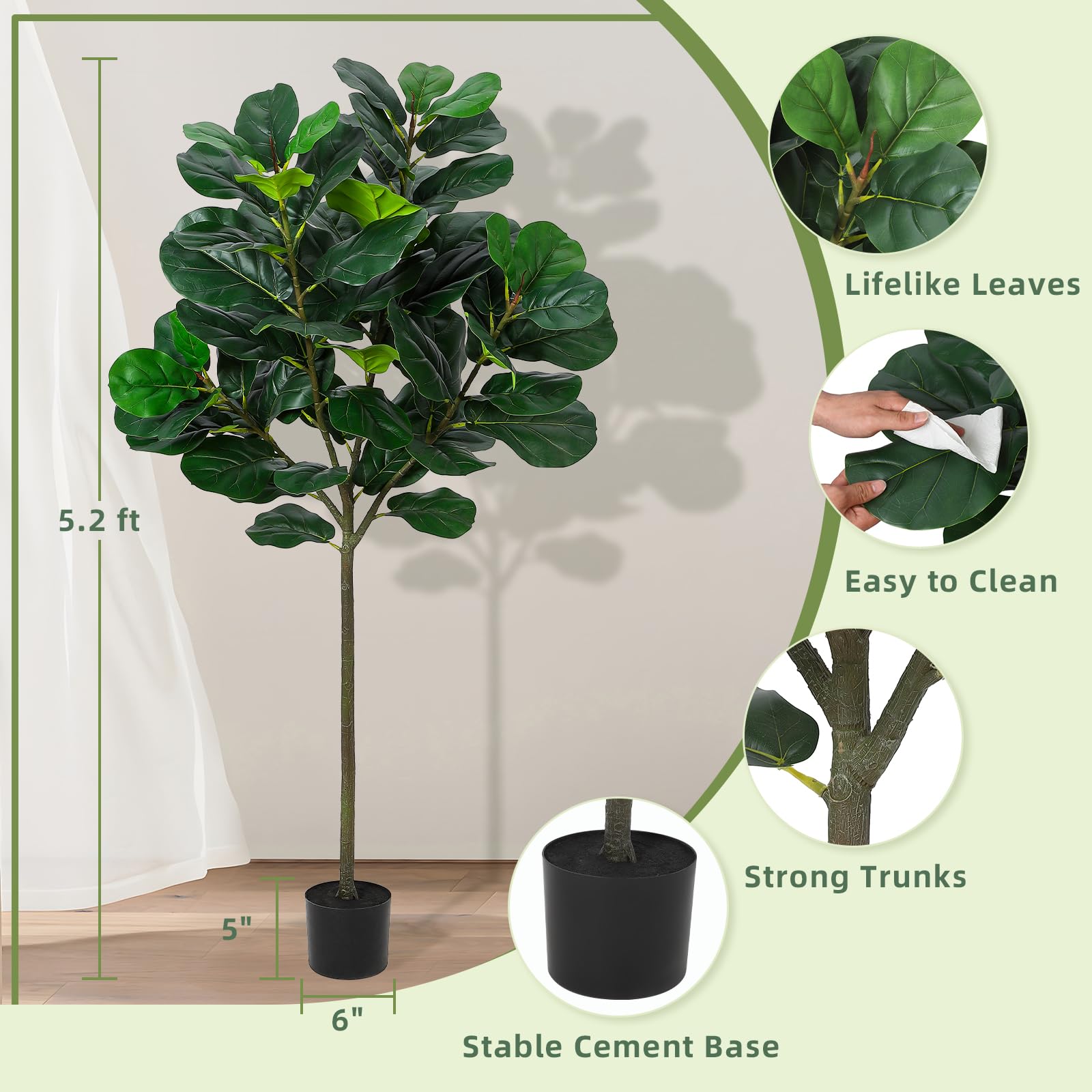 GlowSol 5.2 Ft Artificial Fidd - Ficus Lyrata Tree recensione e prezzo