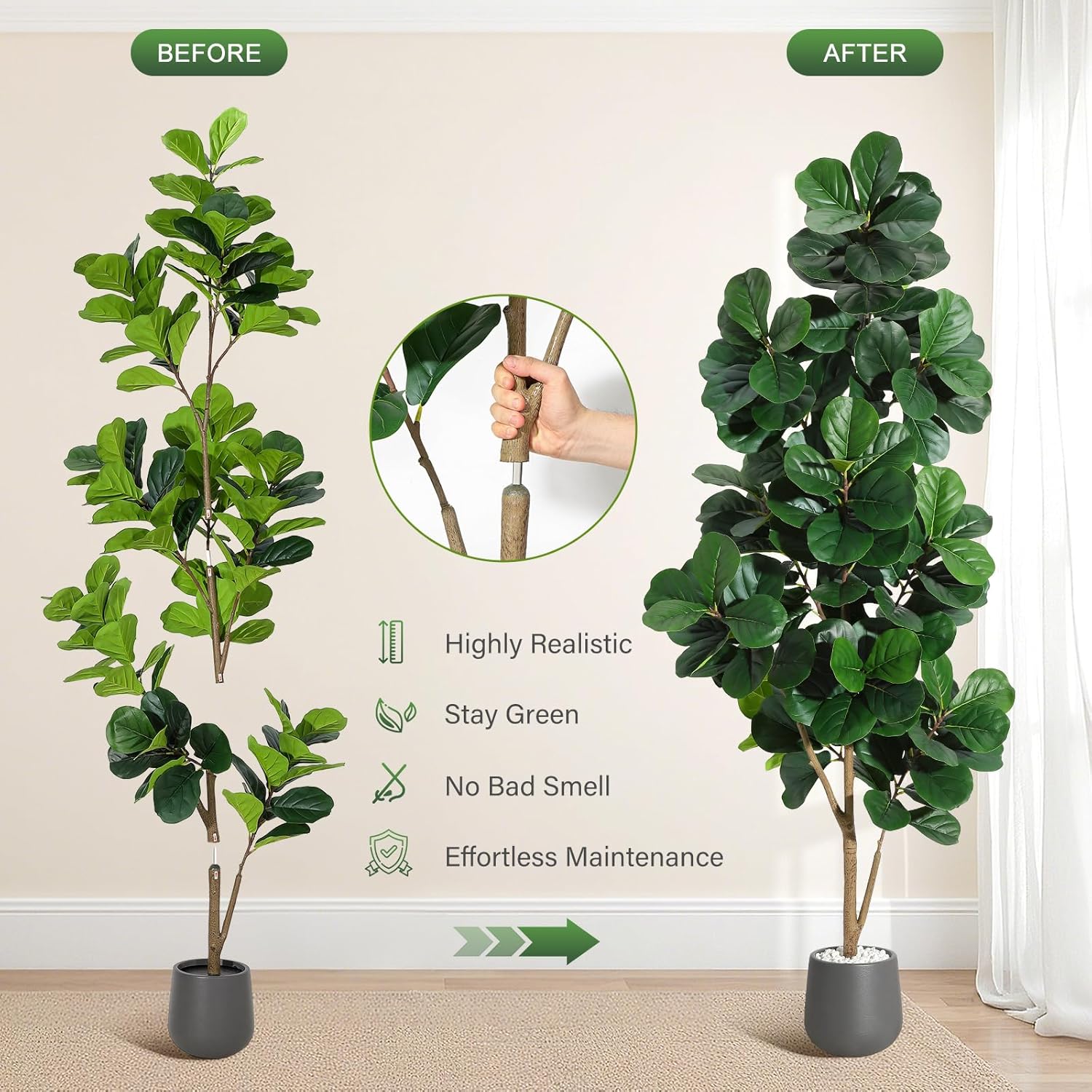 4FT/5FT/6FT/7FT Fiddle Leaf Fi - Ficus Lyrata Tree recensione e prezzo
