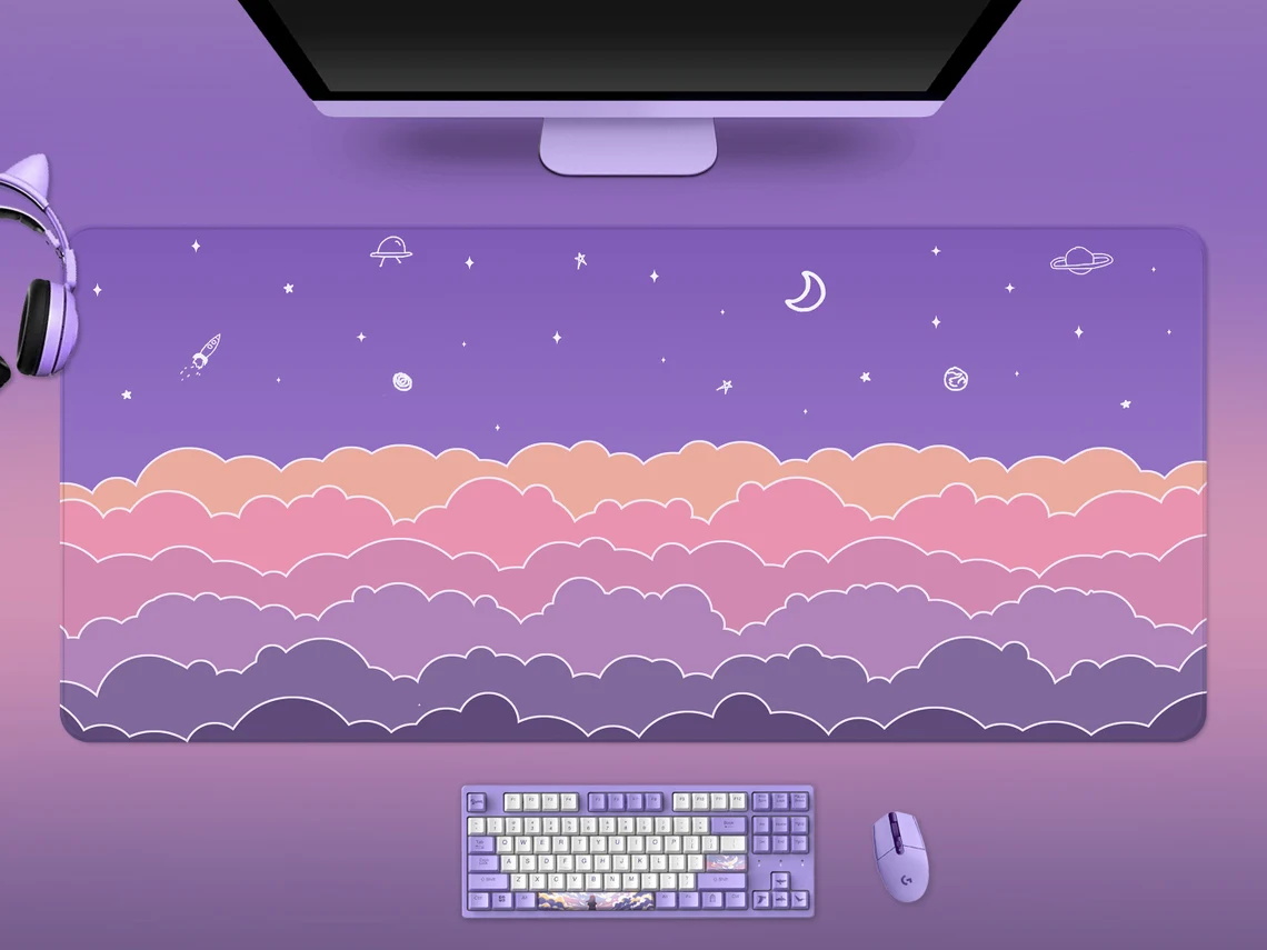 Kawaii Deskmat purple Cute Mou - Tradescantia Purple recensione e prezzo